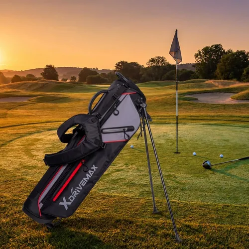 Vista 4 de Bolsa de golf ligera con soporte estable, diseño compacto con correas de hombro fáciles de transportar, parte superior de 4 direcciones, bolsillos