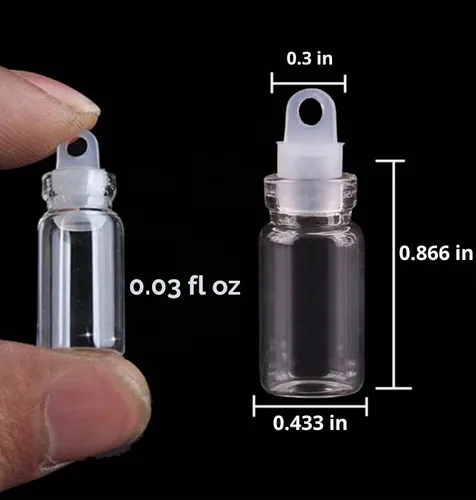Vista 2 de 100 botellas pequeñas de vidrio de 0.0 fl oz con tapón de plástico de 65.6 ft cordeles transparentes pequeños frascos de vidrio pequeños frascos