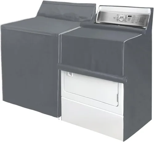 Vista 8 de MRPAPA Paquete de 2 Fundas para Lavadora y Secadora, Fundas para Lavadora Impermeables y a Prueba de Polvo, Diseño con Cremallera, Fundas