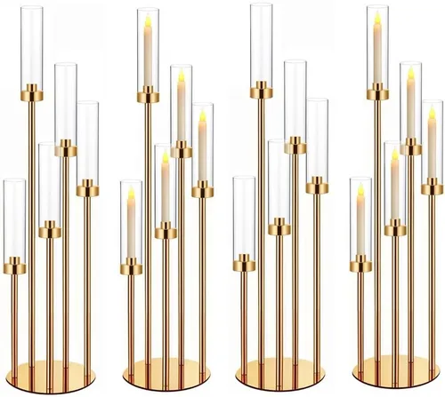 Vista 32 de Candelabro de 35 pulgadas 1 pieza en negro para centros de mesa de 5 brazos, centros de mesa de boda para decoraciones