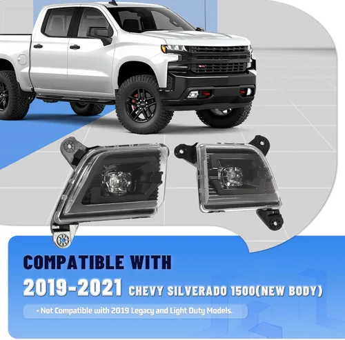 Vista 2 de Ensamble de luces antiniebla LED KUAFU compatible con Chevy Chevrolet Silverado 1500 2019-2021 Reemplazo para 84125494 84962680 Faros antiniebla
