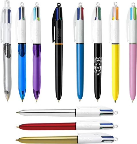 Vista 6 de BIC Bolígrafo Shine de 4 colores, barril morado, punta media (0.039 pulgadas), tintas surtidas, 3