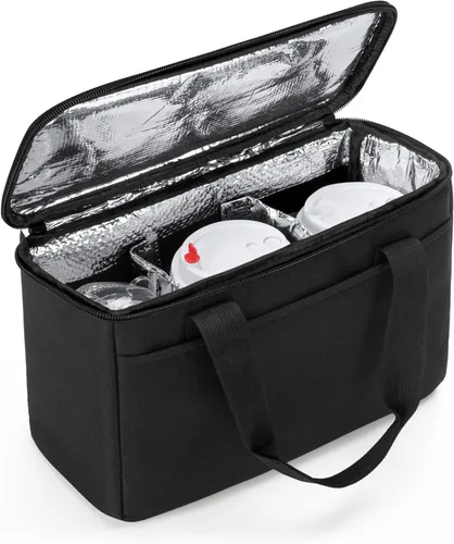Trunab Portador de bebidas reutilizable de 3 tazas para entrega con divisores ajustables, organizador de bebidas aislado para llevar, bolsa de
