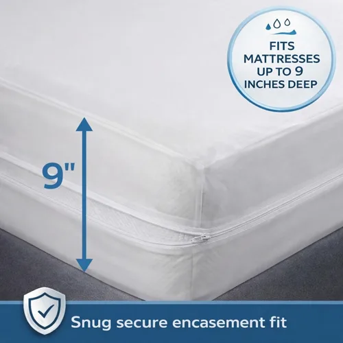 Vista 2 de Guardmax Funda de colchón de vinilo resistente con cremallera completa, protector de colchón impermeable y transpirable, ropa de cama cómoda, suave