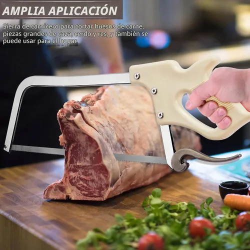 Vista 9 de KATA Sierra de carne de carnicero, sierra manual para carne congelada, procesamiento de ciervos, 18 pulgadas