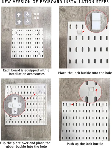 Vista 5 de Kit de organizador de pared con combinación de accesorios para tablero de clavijas, estante para dormitorio, estudio, oficina, baño, cubos