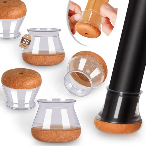 Vista 15 de Protectores de Piso para Patas de Silla Cuadrados, Protectores de Patas de Silla para Pisos de Madera Dura, Tapas de Silicona con Fieltro que
