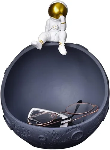 Vista 7 de YCKEGEW Almacenamiento de escritorio vacío para pasillo, billeteras para teléfonos celulares, bandeja de astronauta, adornos decorativos para llaves