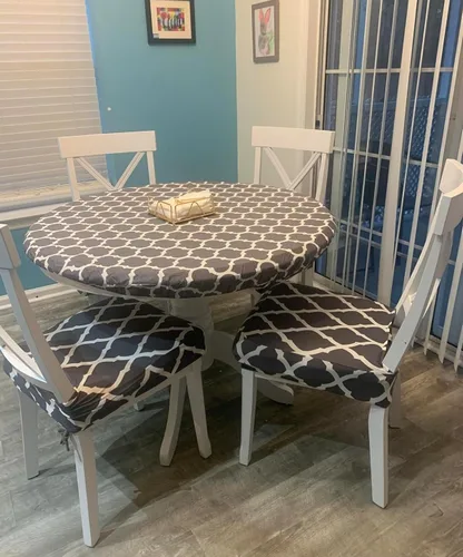 Vista 7 de SearchI Juego de 4 fundas de asiento elásticas para sillas de comedor, suaves, extraíbles y lavables, para sillas de comedor, protector de asiento