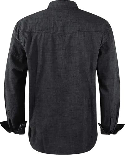 Vista 2 de Camisas occidentales de manga larga con botones para hombre, camisas a cuadros de ajuste regular Blkslub