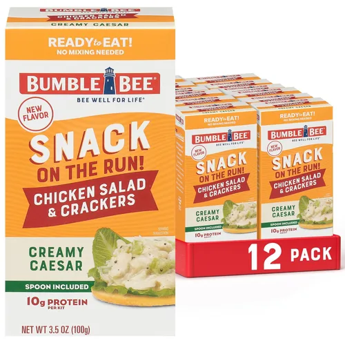 Vista 26 de Bumble Bee Snack on the Run BBQ - Kit de ensalada de pollo con galletas, 3.5 onzas, lista para comer, cuchara incluida, aperitivo de proteína