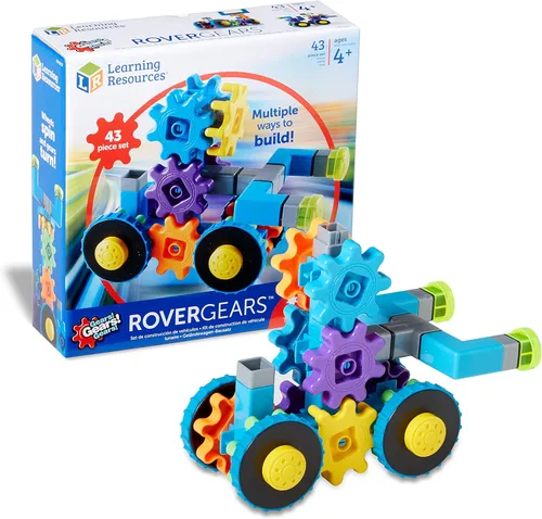Learning Resources Gears, juego de construcción Rover Gears, actividades STEM, habilidades motoras finas, kit de explorador para niños pequeños,