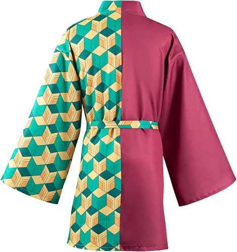Vista 4 de Duwseal Tomioka Giyuu - Conjunto de bata para cosplay, kimono, chaqueta y aretes