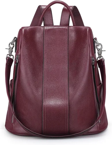 Vista 15 de S-ZONE - Mochila de piel suave para mujer, antirrobo, mediana, bolsa de hombro 2-negro