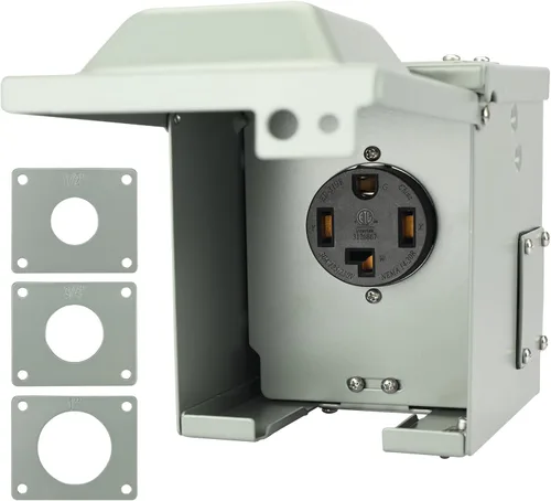 Caja de toma de corriente de 30 amperios, receptáculo NEMA 14-30R de 125/250 voltios, resistente a la intemperie, panel eléctrico para exteriores,