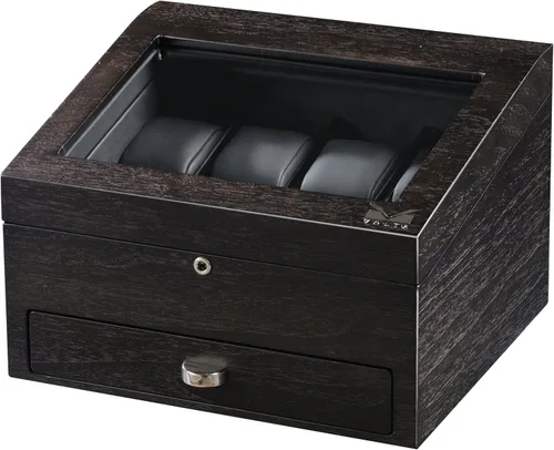 Volta Caja de reloj marrón rústico para 8 con 2 compartimentos y cajón para joyas, Marrón (Rustic Brown), Rústico