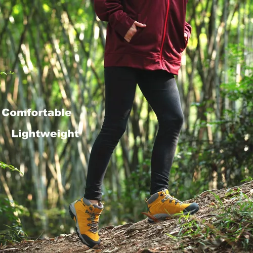 Vista 3 de Clorts Botas de senderismo para mujer, impermeables, ligeras, para senderismo, campamento, para exteriores, con agarre de alta tracción, 5.5