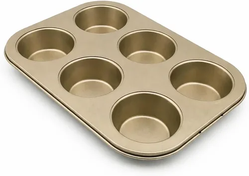 Molde antiadherente para magdalenas de acero al carbono de 6 tazas