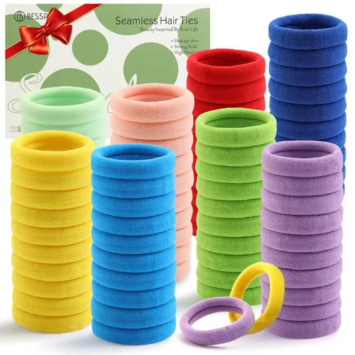 Vista 24 de Coleteros sin costuras para cabello grueso, elásticos, para niña o mujer, que no causan daños, 100 piezas, color negro
