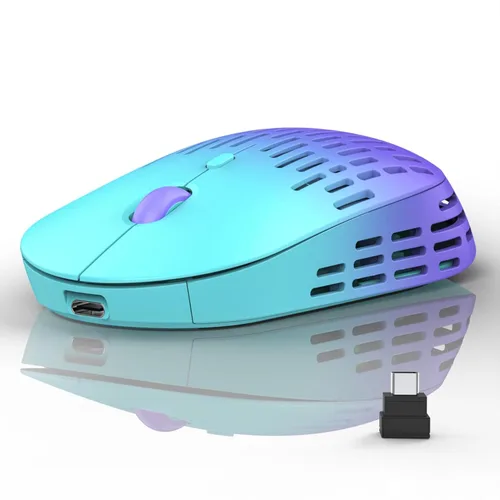 Vista 9 de RAPIQUE Ratón inalámbrico Bluetooth, mouse Bluetooth silencioso recargable de modo dual con receptor tipo C 2.4G para laptop, iMac, Chromebook, Azul