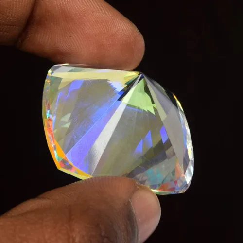 Vista 4 de REAL-GEMS Excelente topacio místico con corte de cojín, 28,15 quilates, topacio místico blanco facetado, ideal para joyas