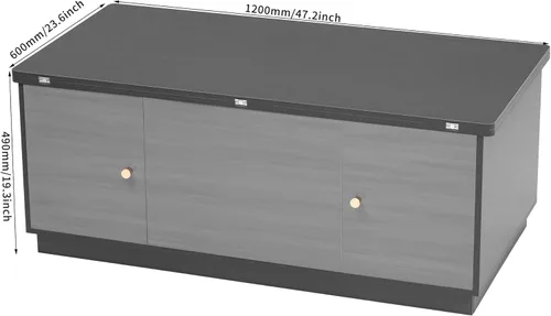 Vista 160 de Mesa auxiliar elevable, mesa auxiliar multifuncional con estantes abiertos, mesa de comedor moderna para sala de estar, oficina en casa (negro #004)