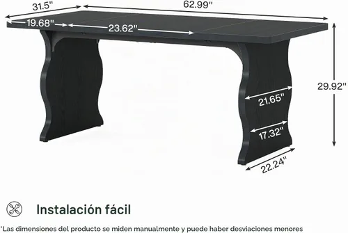 Vista 2 de Tribesigns Escritorio grande de 63 pulgadas para oficina en casa, amplio escritorio ejecutivo para computadora con amplio espacio para patas, mesa