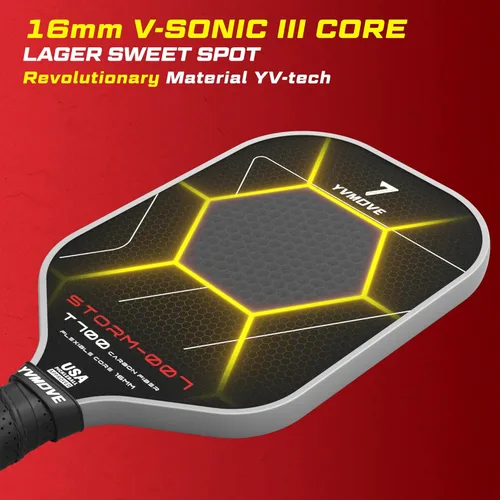 Vista 6 de Pickleball Paddle with T700 Raw Carbon Fiber Surface & 16mm STR-Core Power Polymer Core, Premium Pickle Ball Racket Designed for Ultimate Spin &