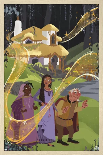 Vista 7 de Trends International Disney Wish - Póster de collage 1 (familiar), 14.72 x 22.37 pulgadas, versión enmarcada de madera de granero