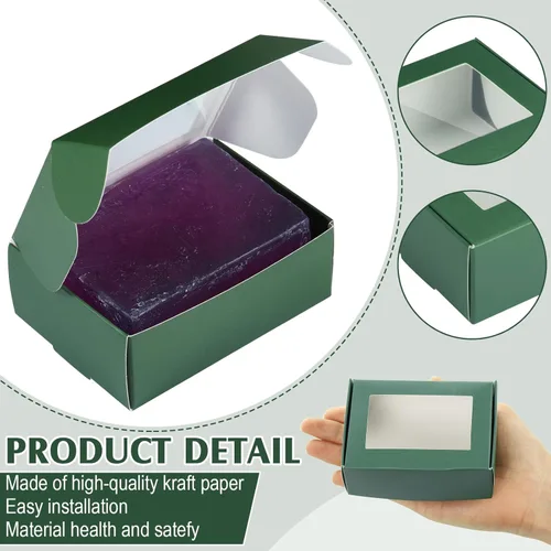 Vista 103 de Zonon 30 piezas de cajas de jabón para embalaje casero, mini cajas de regalo de papel kraft con ventana para panadería, caramelos, fabricación