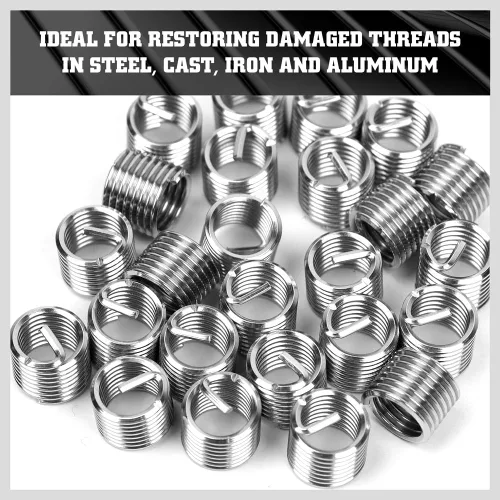 Vista 5 de HORUSDY Kit de reparación de roscas helicoidales, kit de reparación métrica de 131 piezas HSS Drill Helicoil, M5 M6 M8 M10 M12 Herramientas