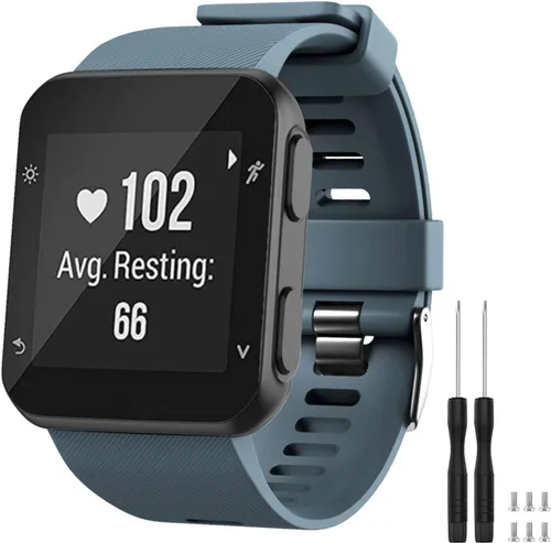 Vista 23 de GVFM banda compatible con Garmin Forerunner 35, silicona suave correa de repuesto para reloj inteligente Garmin Forerunner 35, se ajusta a muñeca