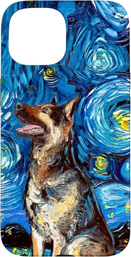 Vista 6 de German Shepherd Starry Night Dog Art by Aja Trier Case for iPhone 17