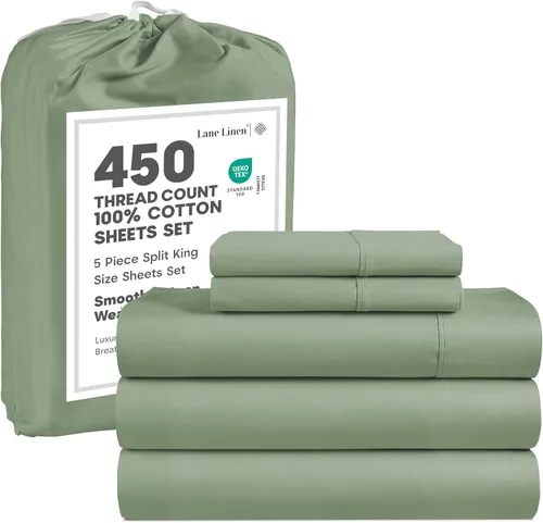 Vista 67 de LANE LINEN - Juego de sábanas tamaño Queen, 450 hilos, 100% algodón, refrescantes, suaves y transpirables, con bolsillo profundo, 4 piezas