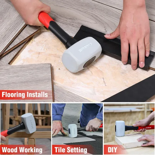 Vista 3 de Martillo de goma Goldblatt de 16 oz. Martillo de goma de bajo rebote con cabeza sólida y mango de agarre suave, martillos de doble cara suaves