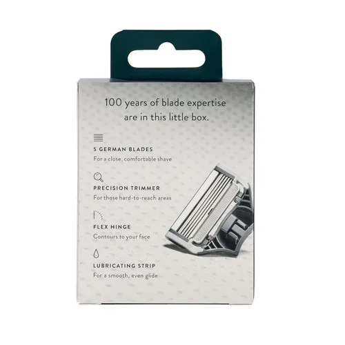 Vista 2 de Harrys hojas de afeitar (1 paquete de 4 unidades) en funda de viaje duradera con bisagras, impermeable.