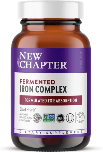 Vista 10 de Suplemento de hierro, complejo de hierro fermentado New Chapter con ingredientes orgánicos integrales + una dosis diaria sin estreñimiento, 60