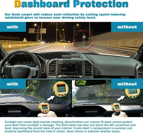 Vista 8 de X xotic tech - Tapete para salpicadero de consola central con recorte de precisión, antideslizante, protector contra el brillo del sol, tapete