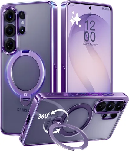 Vista 25 de CASEKOO Funda de titanio para iPhone 14 Pro Max con anillo de soporte magnético giratorio de 360° para MagSafe, protección militar contra caídas