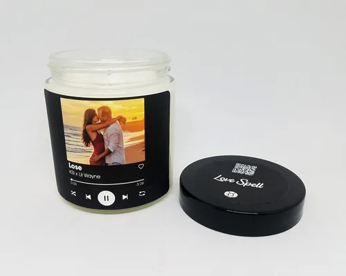 Vista 8 de 4oz/10oz Personalized Custom Song Photo Candle Couples Music Gift