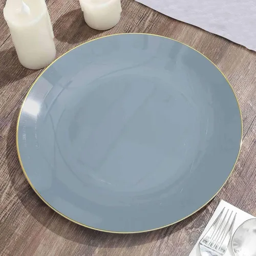 Vista 12 de Efavormart 10 Pack Platos transparentes rosa martillados de 7" de plástico para postres y aperitivos con borde dorado, platos desechables