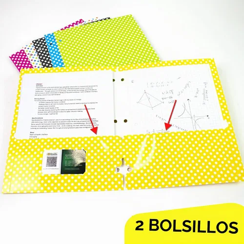 Vista 5 de BAZIC Products Carpeta de papel de lunares con 2 bolsillos, juego de 6