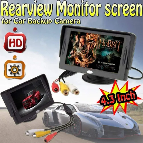 Vista 4 de BW Pantalla de monitor de retrovisor LCD TFT de 4,3 pulgadas para cámara de respaldo de coche