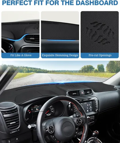 Vista 343 de FIILINES - Cubierta para tablero, accesorio para tablero de malla antideslizante, parasol sin reflejos y protector compatible con Toyota Tundra