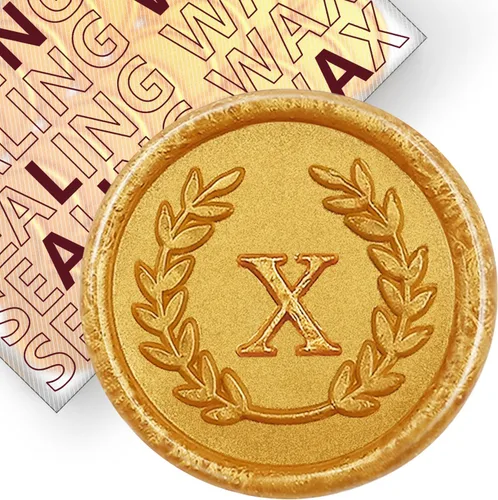 Vista 48 de 50 piezas de calcomanías adhesivas de sello de cera doradas con letras C, hechas a mano, no necesitan sello, calcomanías de cera para rasgar y usar