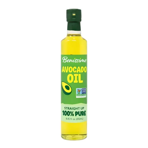 Aceite de aguacate 100% puro en botella de vidrio, sin alérgenos y sin OMG, aceite de cocina prensado en frío prémium para saltear, hornear, asar a