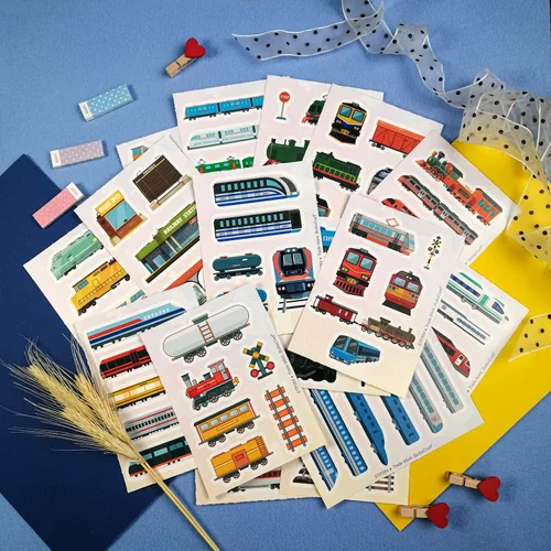 Vista 5 de BulbaCraft 100 calcomanías y calcomanías de tren, suministros para fiestas de tren, regalos para mujeres y hombres