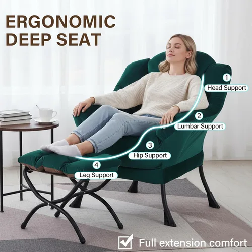 Vista 309 de Welnow Silla Lazy con otomana, moderna silla de descanso con reposabrazos y un bolsillo lateral, sillón para sofá de ocio, sillón de lectura