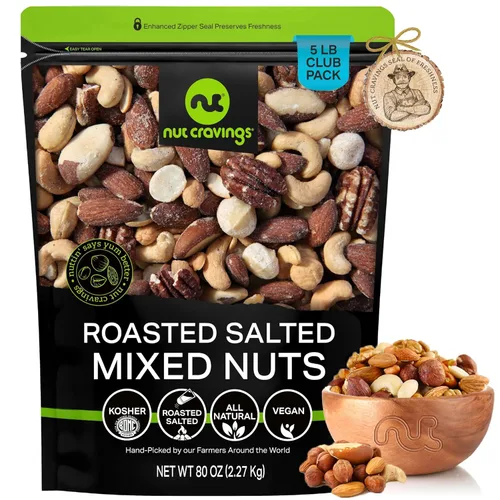 Vista 20 de NUT CRAVINGS - Mezcla de nueces de barra para fiesta, aperitivo dulce y salado de pub - Almendras ahumadas, pretzels, cacahuetes de caramelo