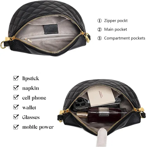 Vista 3 de Eslcorri Pequeña bolsa cruzada para mujer a la moda Riñoneras de moda de cuero vegano para cinturón de pecho, bolsa cruzada antirrobo para mujer
